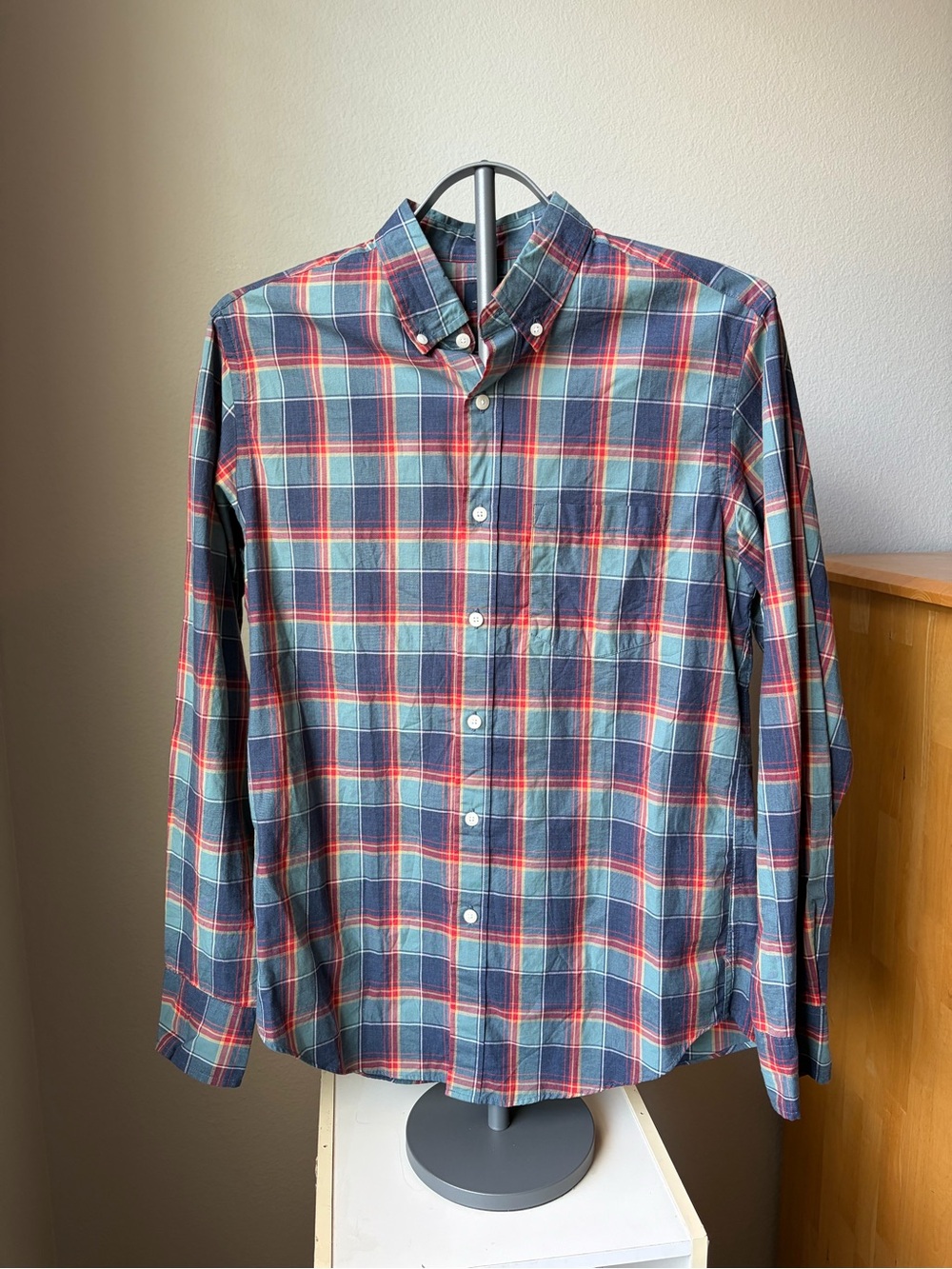 J. Crew Men's Plaid Button-Down Shirt in Navy, Red and Green